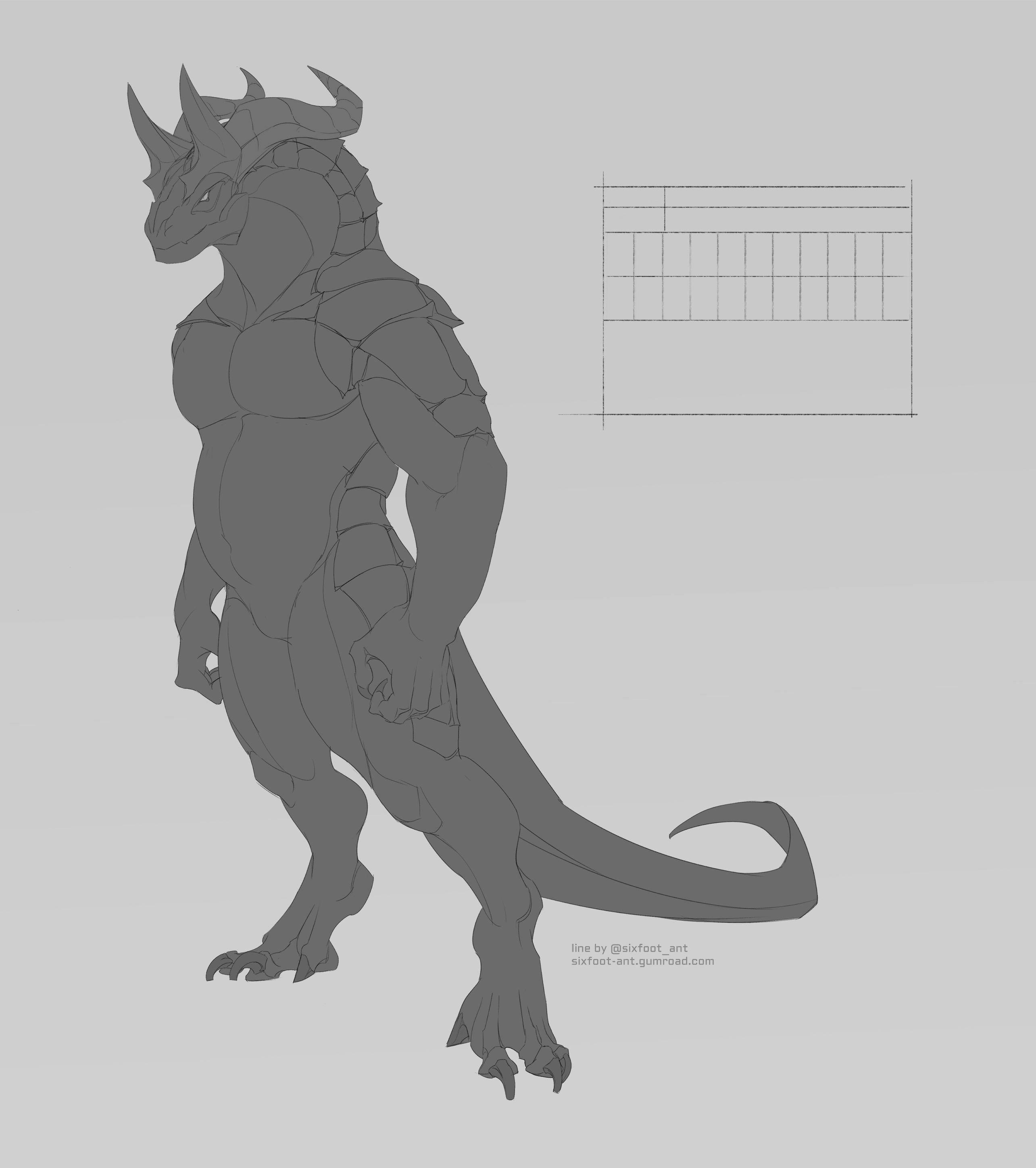 Anthro Dragon / Reptile Reference Sheet Base - Make Your Own Adopts and ...