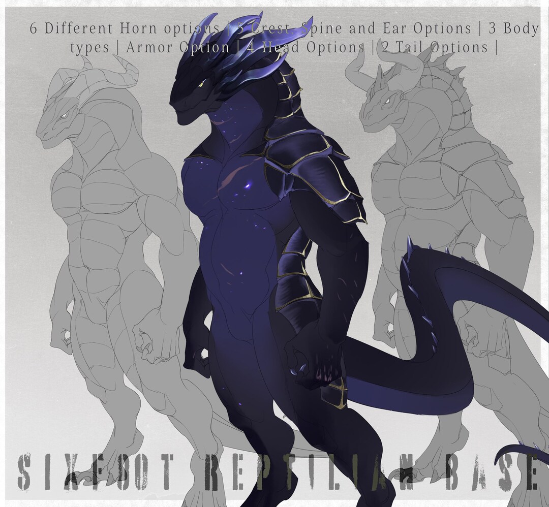 Anthro Dragon / Reptile Reference Sheet Base - Make Your Own Adopts and ...