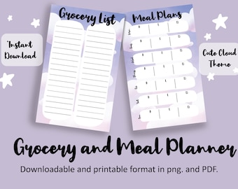 Cloudy Night Meal and Grocery Planner