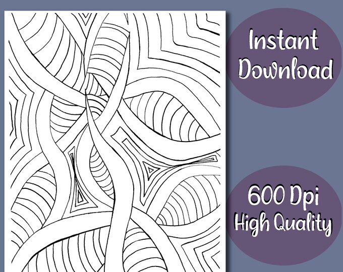 Curvy Lines Abstract Printable Coloring Page - Etsy