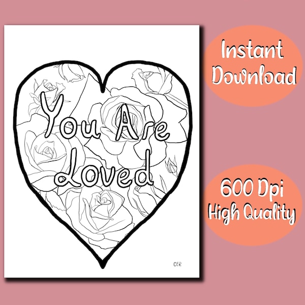 You Are Loved Affirmations Printable Coloring Page