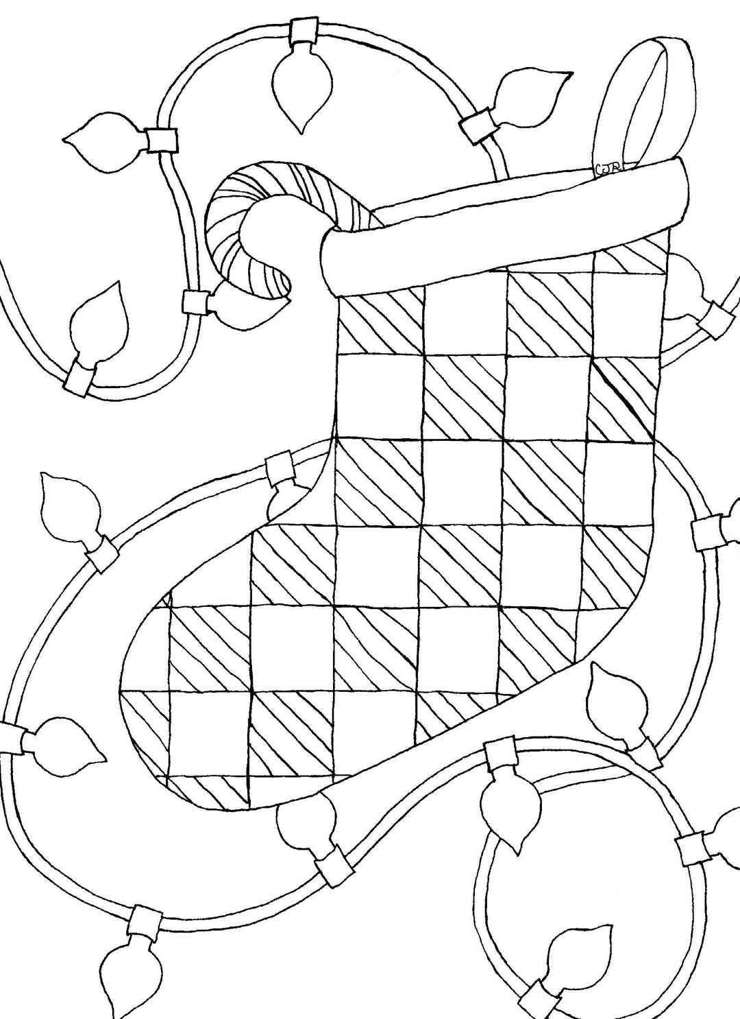 Festive Stocking Printable Coloring Page Etsy