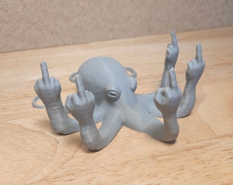 Middle Finger Octopus Fucktopus Gag Gift For Adult Prank Gift Octopus Middle Finger Animal Gag Gift 10+ Colors