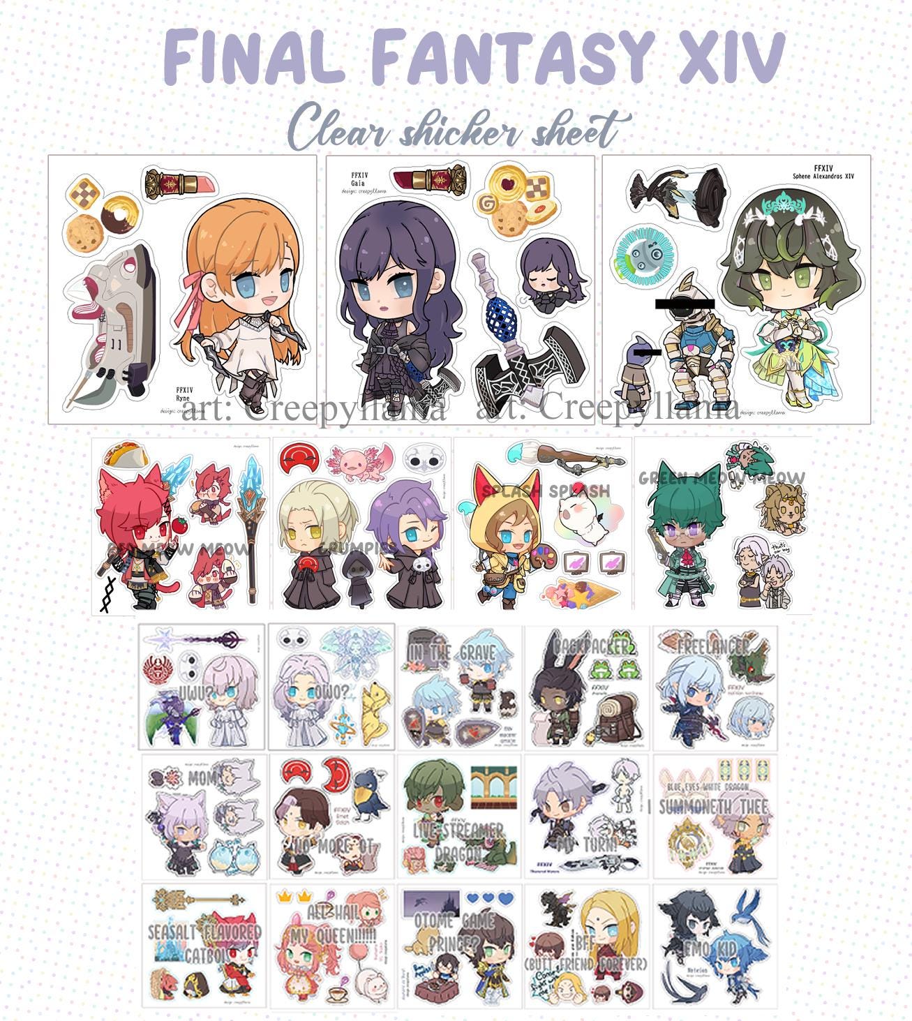 FF14 scion clear sticker sheet | Final Fantasy XIV