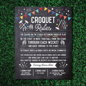 Teken croquetregels, bord croquetspel, bord, tuinbord, buitenfeestspel, bruiloftsgazonspel, achtertuinspel, afdrukbaar INSTANT DOWNLOAD