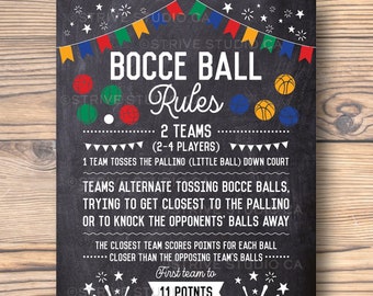 Bocce Ball Rules Sign, Bocce Ball Poster, Backyard Games, Outdoor Party Games, Yard Signs, Wedding Games, Wedding Signs, Instant Download