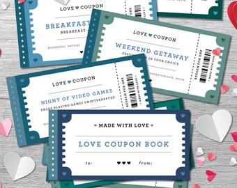 Love Coupon Book for Him, Printable Love Coupons, Valentines Day Coupons, Gift for Him, Husband, Anniversary, Love Voucher, Instant Download