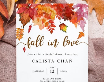 Fall Foliage Bridal Shower Invitation Template (Digital Download)