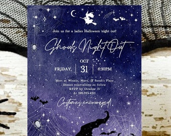 Ghouls Night Out Night Sky Invitation, Girls Night Out Invite, Halloween Party, Halloween Ladies Night, Editable Template, Instant Download