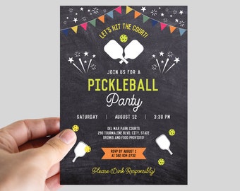 Pickleball Party Invitation Template: Editable Birthday Tournament Invite (Digital Printable)