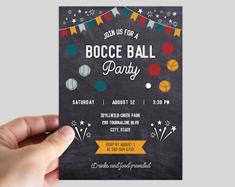 Bocce Ball Party Invitation Template: Editable Birthday Invite (Digital Printable)