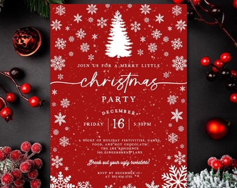 Winter Wonderland Christmas Party Invitation: Editable Snowflake Design (Digital Download)