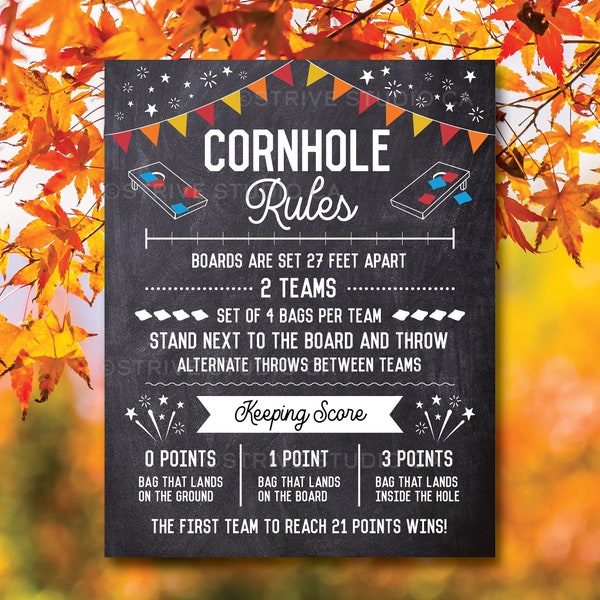 Cornhole Rules Sign Printable - Etsy