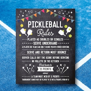 Pickleball Rules Sign, Pickleball Court Rules Sign, Pickleball Wall Art, Pickleball Decor Art, Pickleball Gifts, Printable INSTANT DOWNLOAD