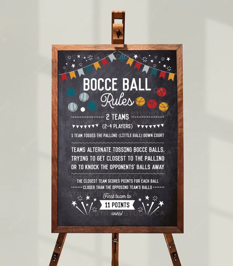 Bocce Ball Rules Sign, Bocce Ball Poster, Backyard Games, Outdoor Party