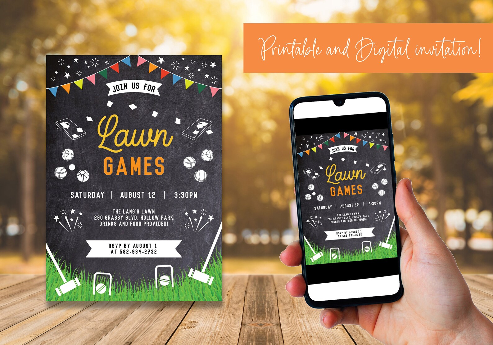 Lawn Games Party Invitation: Editable Outdoor Family Invite (digital ...