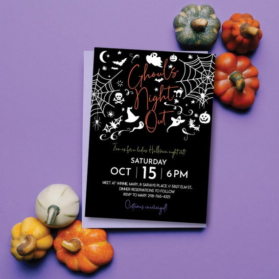 Ghouls Night Out Invitation: Halloween Ladies Night Invite (Editable Template, Instant Download)