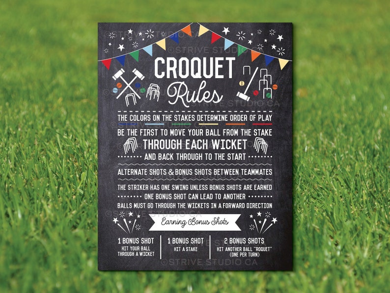 Croquet Rules Sign, Croquet Game Sign, Yard Sign, Outdoor Party Game