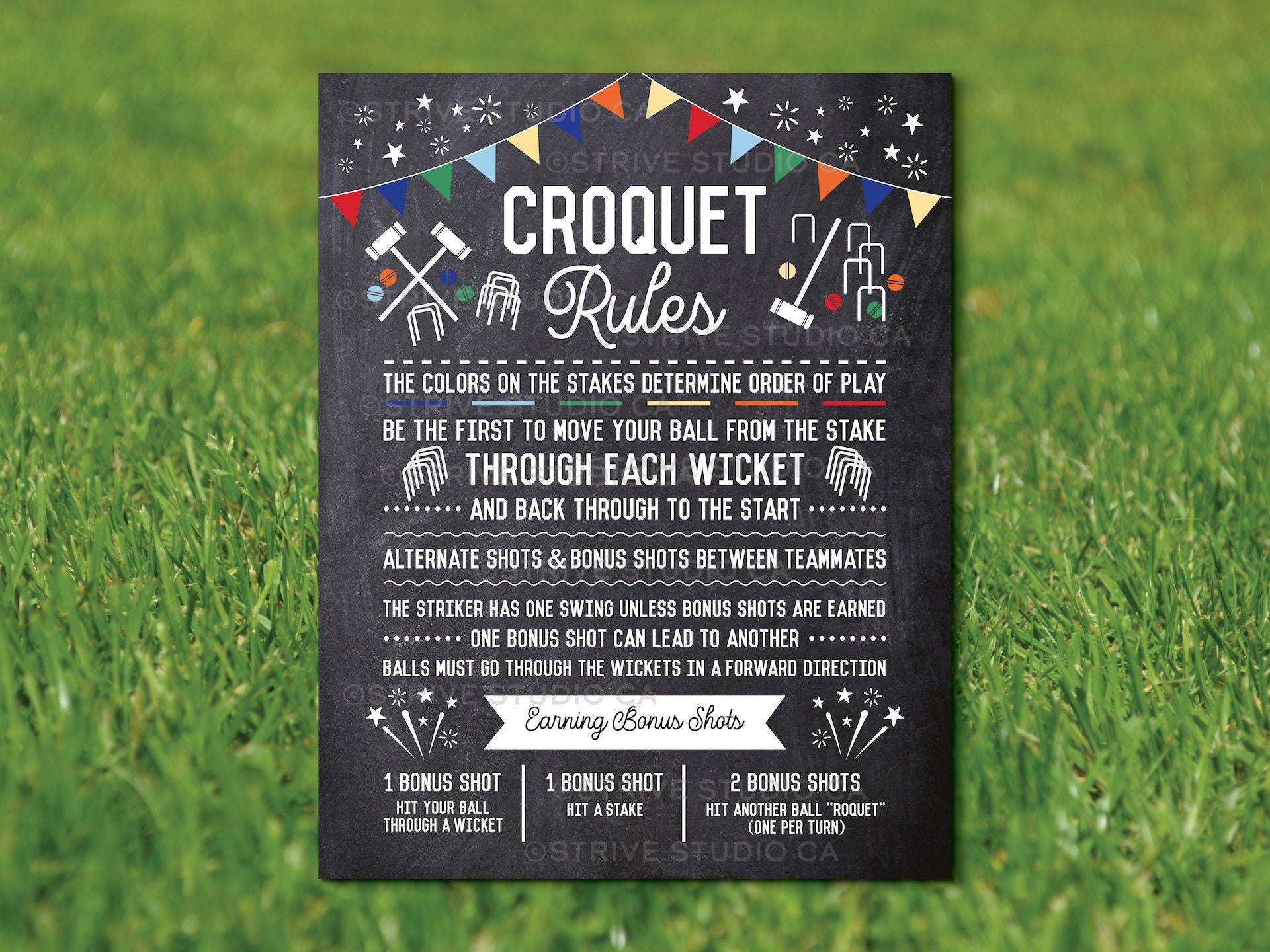 Croquet Rules Sign, Croquet Game Sign, Yard Sign, Outdoor Party Game