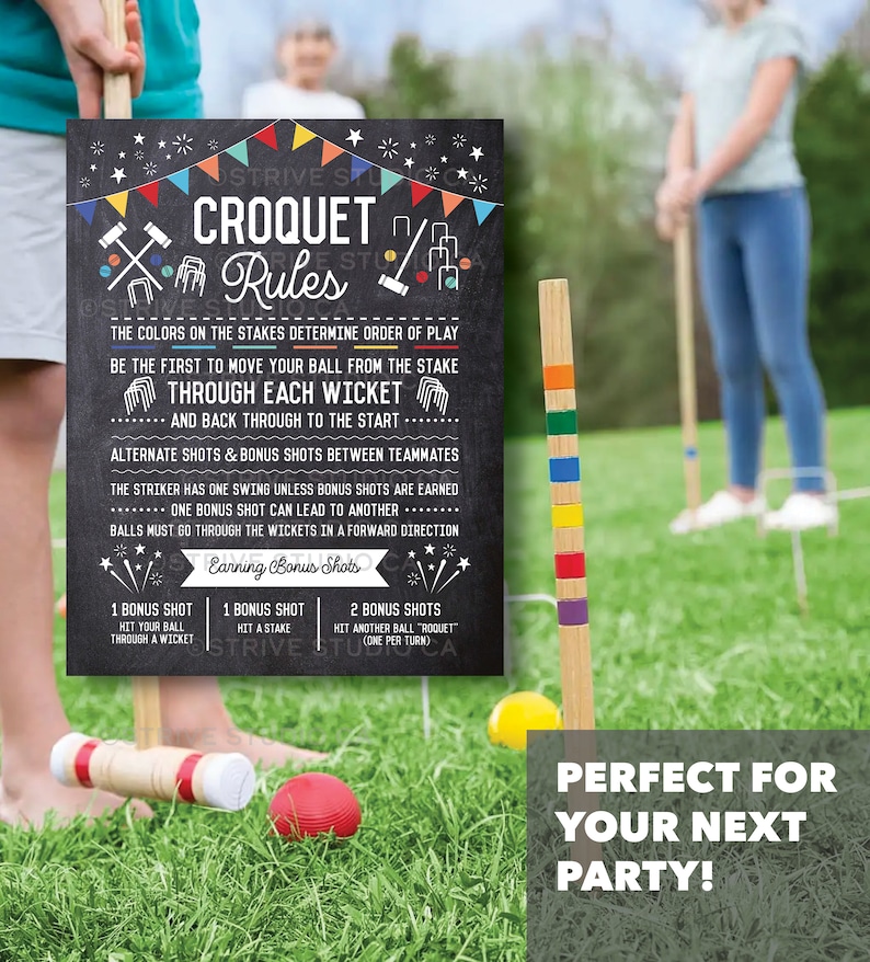 Croquet Rules Sign Croquet Game Sign Yard Sign Outdoor Etsy