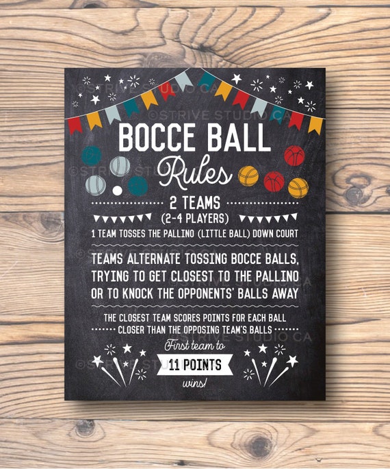 Bocce Ball Rules Sign Bocce Ball Poster Backyard Games Etsy Canada
