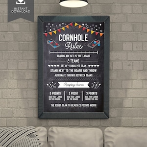 Cornhole Rules Sign Fall Colors, Outdoor Games, Bag Toss Tournament ...