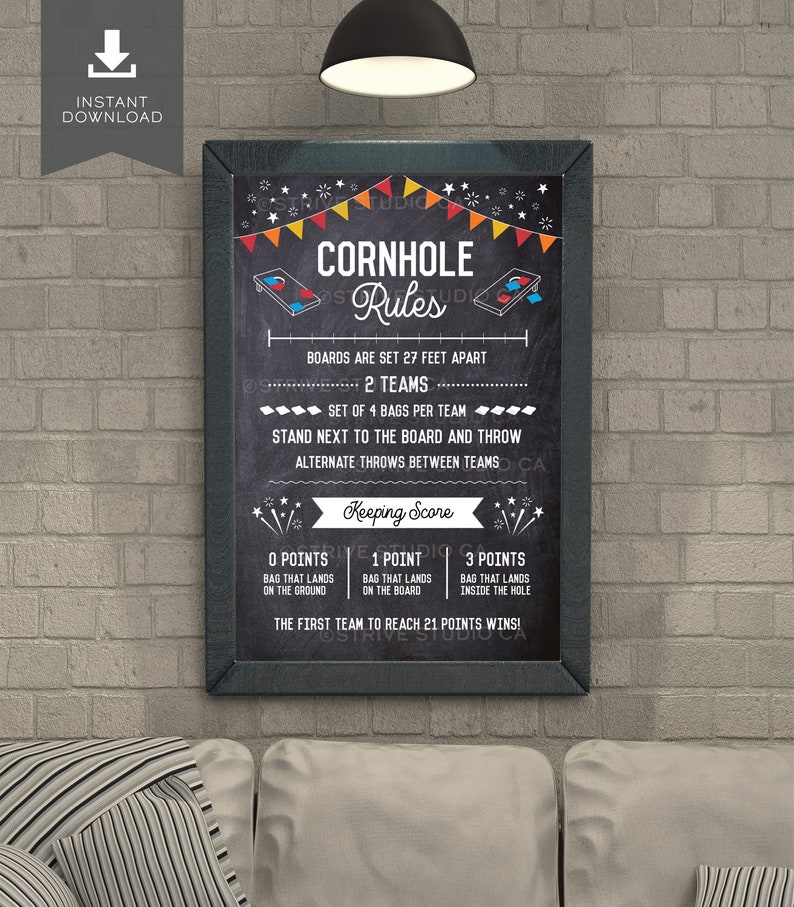 Cornhole Rules Sign Fall Colors, Outdoor Games, Bag Toss Tournament ...