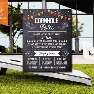 Cornhole Rules Sign Fall Colors, Outdoor Games, Bag Toss Tournament ...