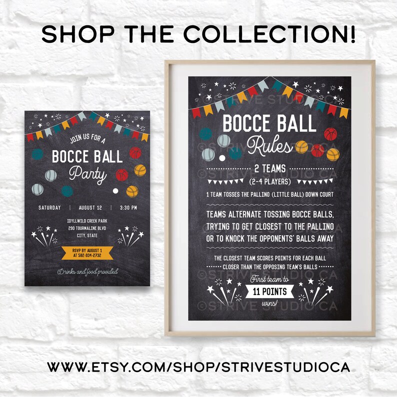 Bocce Ball Rules Sign Bocce Ball Poster Backyard Games Etsy