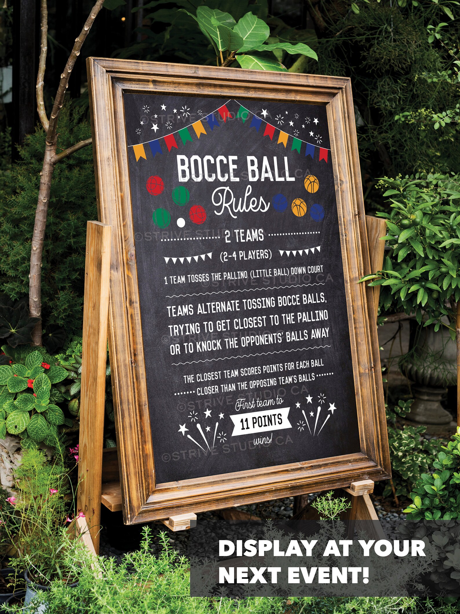 Bocce Ball Rules Sign, Bocce Ball Poster, Backyard Games, Outdoor Party
