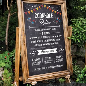 Cornhole Rules Sign Fall Colors, Outdoor Games, Bag Toss Tournament ...