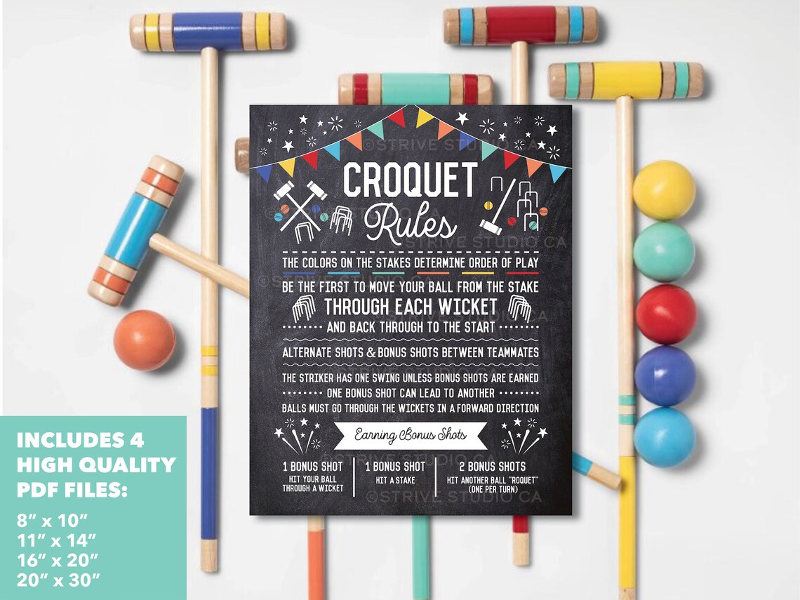 Croquet Rules Sign Croquet Game Sign Yard Sign Outdoor Etsy