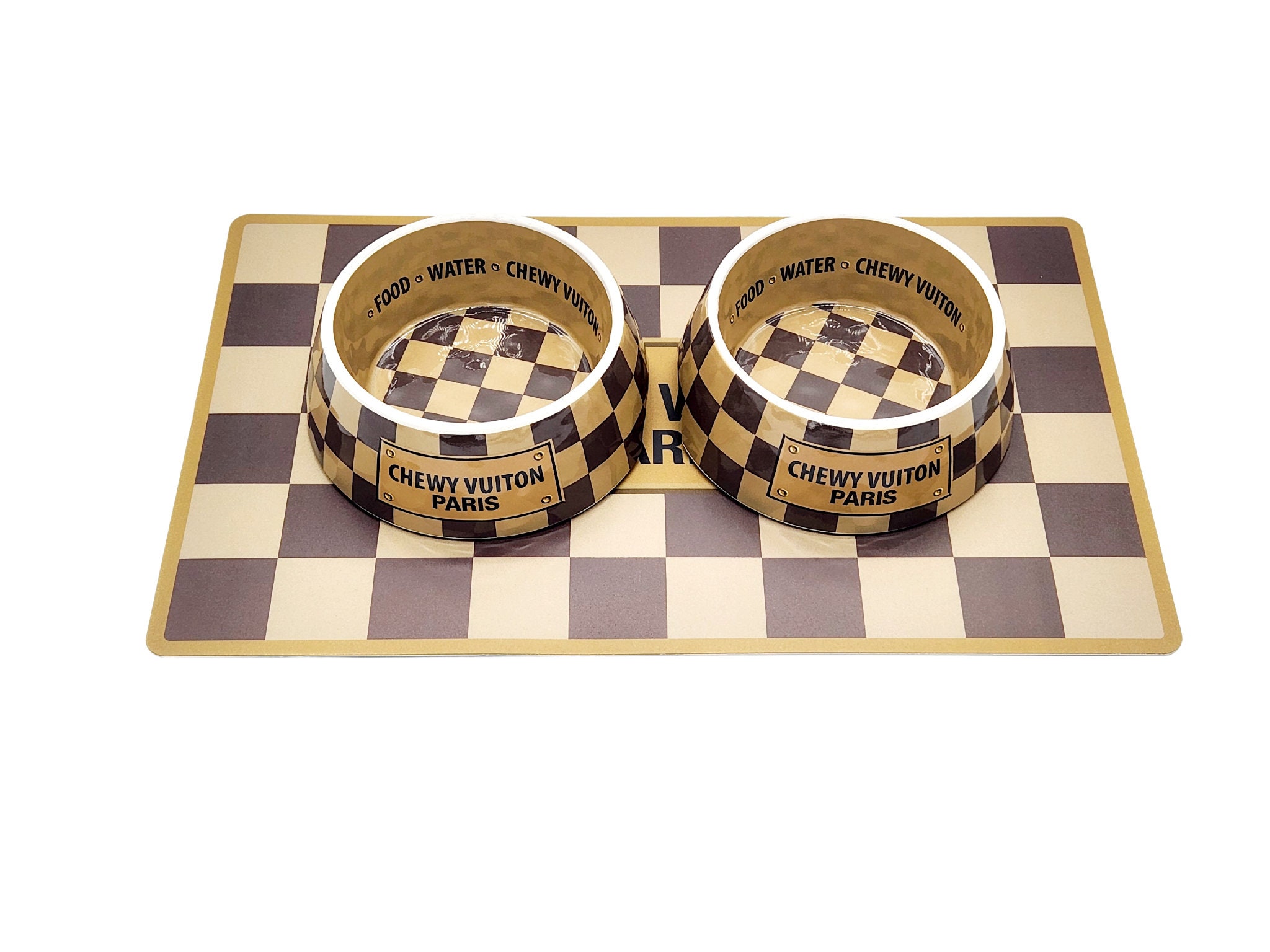 Checker Chewy Vuiton Dog Bowl - 3 Sizes – Coco & Pud