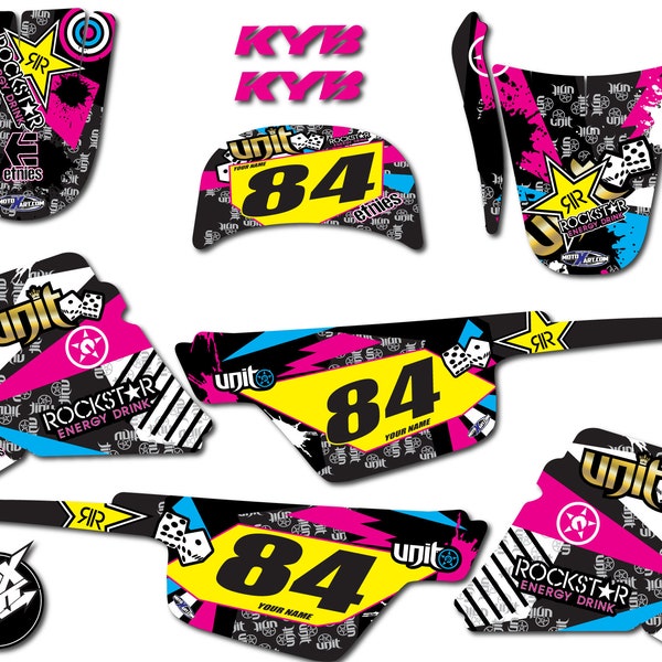 Yamaha PW50 sticker kit all years Rush style Pee wee 50 PW 50 graphics / decals