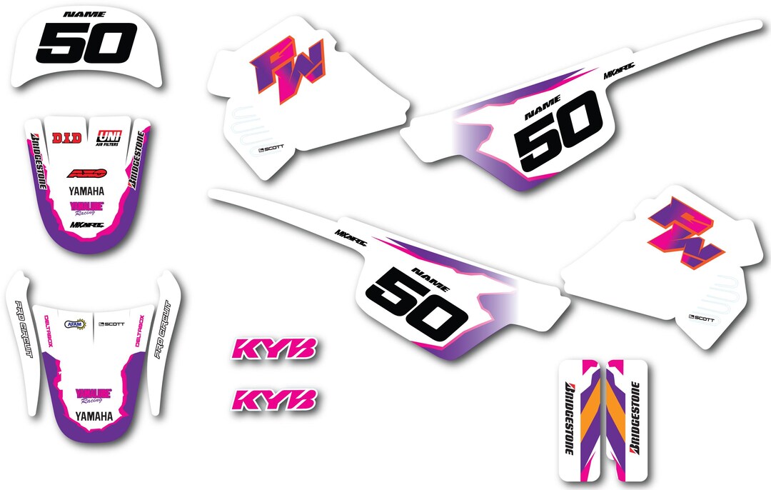 Yamaha PW50 Sticker Kit All Years Slap Style Pee Wee 50 PW 50 Graphics ...