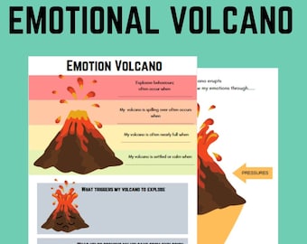 Volcán emocional, hoja de trabajo de regulación emocional, comportamiento, discapacidad