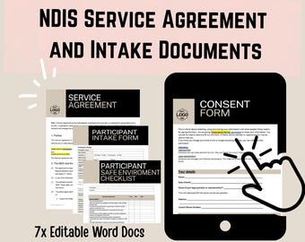 Paquete de inicio para nuevos clientes del NDIS: 7 documentos esenciales de admisión y acuerdo (archivos Word editables)