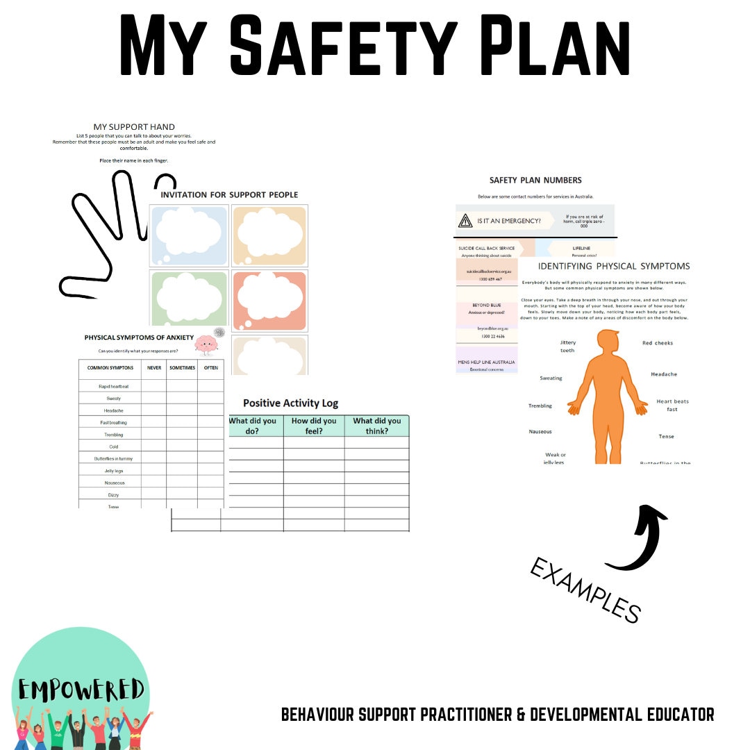 Safety Plan for Mental Health, Mental Health Worksheet, Printable Crisis Plan, Safety Plan