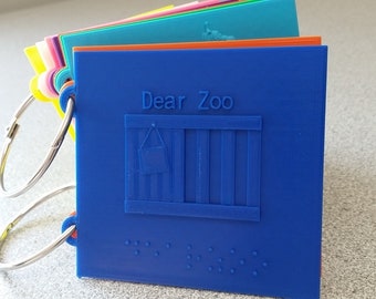 Querido Zoo - Libro táctil en braille / Historia sensorial, para personas con discapacidad visual, lectura en voz alta, alfabetización accesible, necesidades especiales, hecho a medida