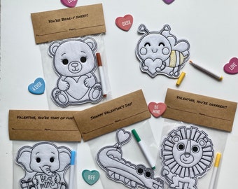 Reusable animal coloring valentines