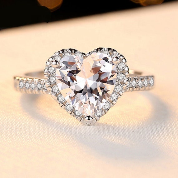 Gwen Heart-Shaped Halo Moissanite Diamond Engagement Ring