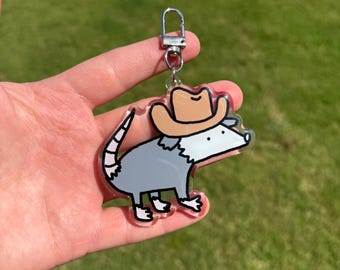 Cute Cowboy Possum Keychain!
