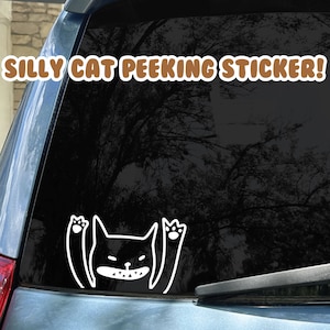 Cat Sticker For Car, Cute Sticker, Cat Lover Sticker, Cat Peeker Vinyl Sticker For Car
