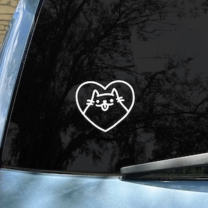 Cat Sticker For Car, Cute Sticker, Cat Lover Sticker, Cat Peeker Vinyl Sticker For Car, Heart Cat Sticker
