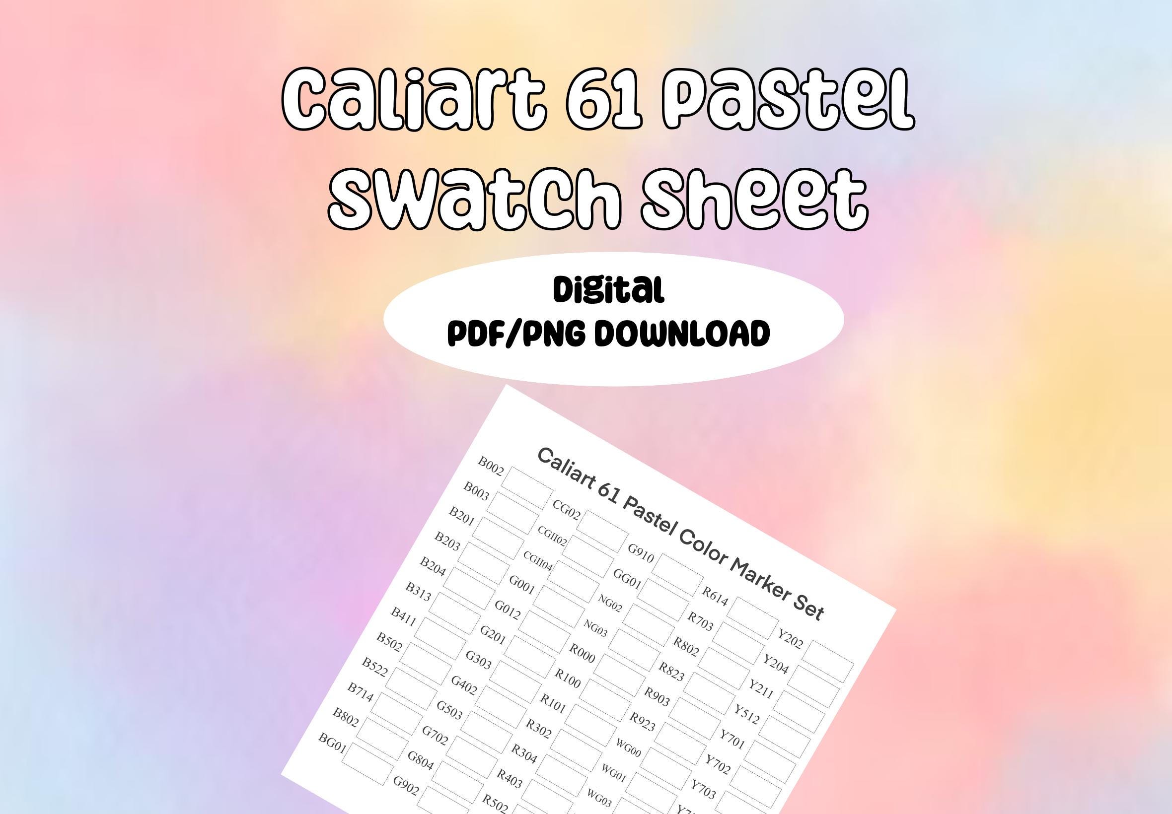 Caliart 61 Pastel Swatch Sheet PDF, PNG Digital File ONLY