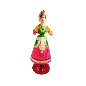 KITES GROUP® The Iconic Dancing Doll | Kondapalli Butta Bomma | Thanjavur Thalaiyatti Bommai | Collectible Home Decor Doll | 12 Inch Pink