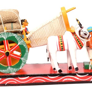 KITES GROUP® ハンドメイド木製牛車 25 CM イエロー