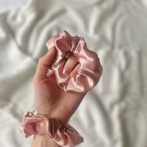 Handmade Pink Satin Scrunchie
