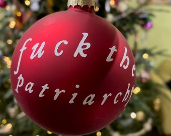 RED f#*k The Patriarchy Ornament in FolkloreFont