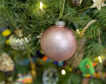 Go Vegan Glass Ornament